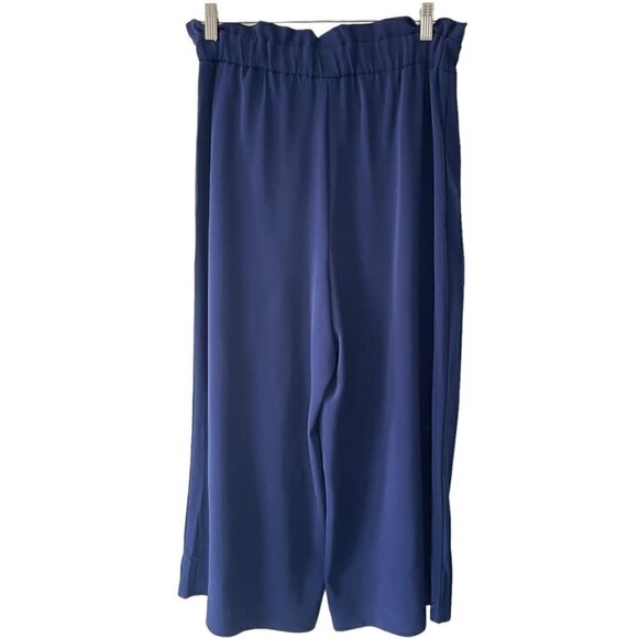 ANNE Klein Wide Leg Cropped Paperbag Tie Waist Navy Pants size small - Picture 5 of 8